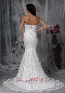 Lace Mermaid Long Sleeves Court Wedding Dress